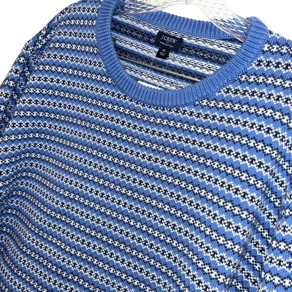 J. Crew NEW NWT blue Fair Isle Norwegian cotton crew neck mens sweater XL - Picture 4 of 4